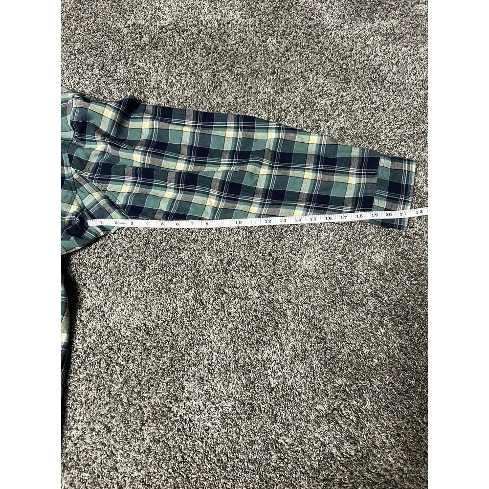 Duluth Trading‎ Co Men's XL Flannel Shirt Green Navy Plaid Button-Up Long Sleeve
